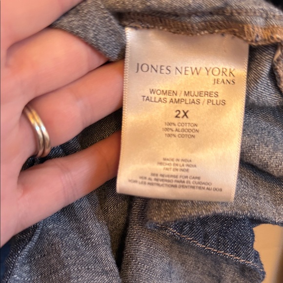 Jones New York Dark Blue Button-Down Top 2X - Picture 5 of 5